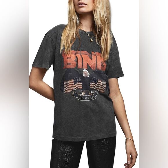Anine Bing Vintage-Look Bing Tee in Black XS NWOT - Picture 2 of 13